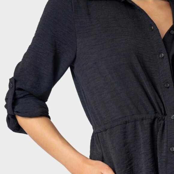 Gibsonlook Black  Shirt Dress With Drawstring Waist Size Medium - Picture 12 of 13